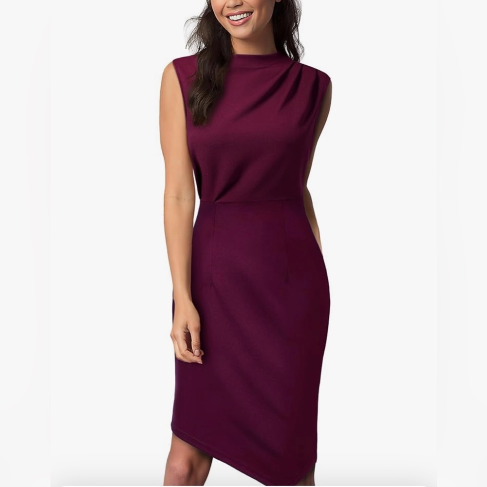 AISIZE Sleeveless Pleated Pencil Dress - Picture 3 of 6